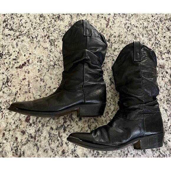 COPY - VTG Dingo | Slouchy Cowboy Boots Black Pigskin Leather Biker Made in USA… - Picture 5 of 9